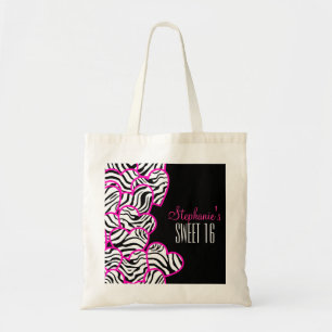 Stilvoll Pink Sweet 16 Zebra Herzdesign Name Tragetasche