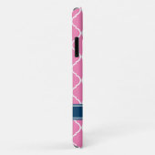 Stilvoll Pink Trellis Pattern Navy Blue Namplate Case-Mate iPhone Hülle (Hinten/Rechts)