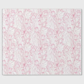 Stilvoll Pink Tulip Floral Muster Girly Chic Geschenkpapier (Flach)