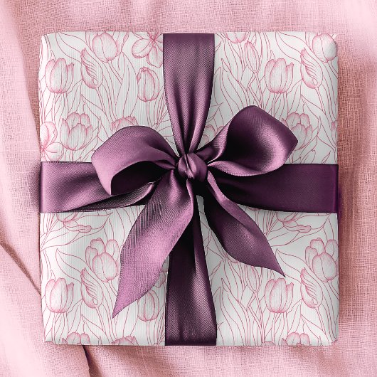 Stilvoll Pink Tulip Floral Muster Girly Chic Geschenkpapier
