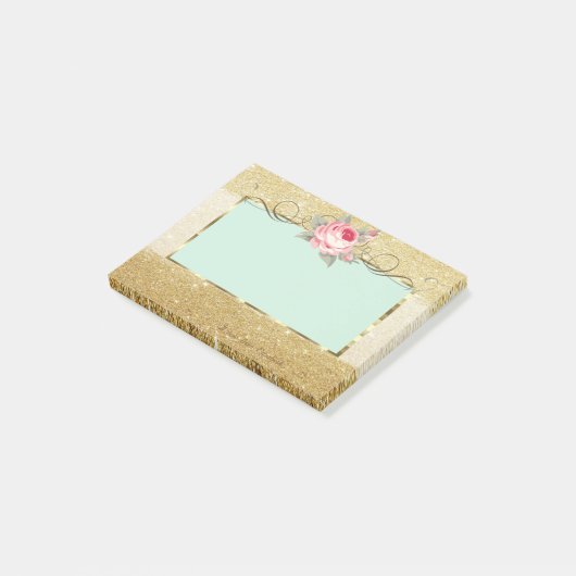 Stilvoll, Rahmen, Rose, Glitterie Post-it Klebezettel (angewinkelt)