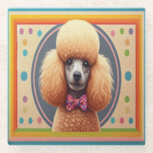 Stilvoll realistisch Niedlicher Poodle Dog farbenf Glasuntersetzer