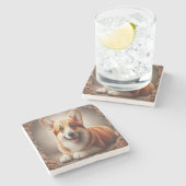 Stilvoll realistische Farbenpracht an der Grenze C Steinuntersetzer (Seitenansicht)