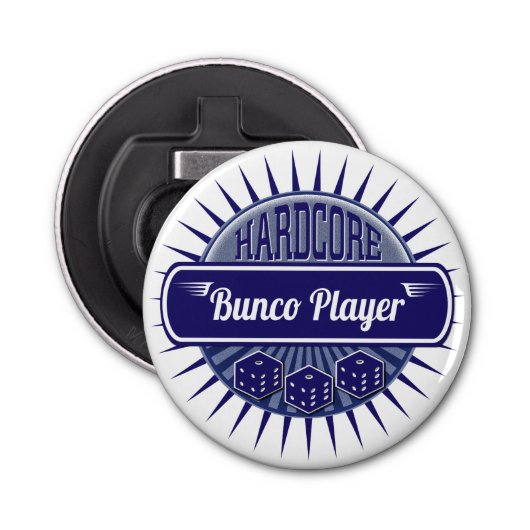 Stilvoll Retro Bunco Player Lucky Dice Blue Flaschenöffner (Vorderseite)
