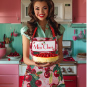 Stilvoll Retro 'Cherry Pop' Rosa Personalisiert Schürze