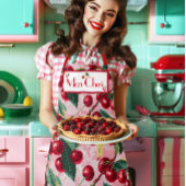 Stilvoll Retro 'Cherry Pop' Rosa Personalisiert Schürze