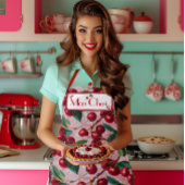 Stilvoll Retro 'Cherry Pop' Rosa Personalisiert Schürze
