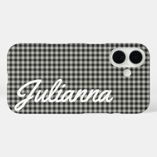 Stilvoll Retro Gray Gingham Kariert Personalisiert Case-Mate iPhone Hülle (Rückseite (Horizontal))