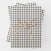Stilvoll Retro Gray Gingham Kariertes Muster Geschenkpapier Set (Beispiel)
