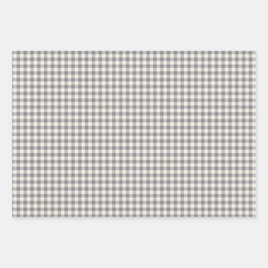 Stilvoll Retro Gray Gingham Kariertes Muster Geschenkpapier Set (Vorderseite)