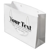 Stilvoll Retro-moderner Text | Schwarz und Weiß Große Geschenktüte (Rückseite Schrägansicht)