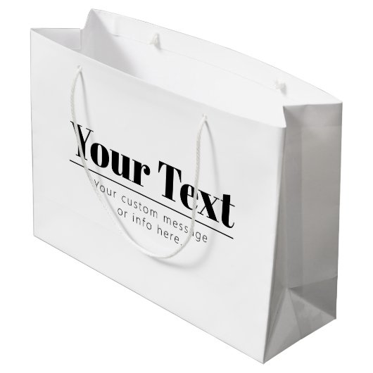 Stilvoll Retro-moderner Text | Schwarz und Weiß Große Geschenktüte (Rückseite Schrägansicht)