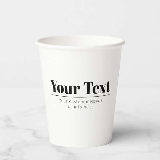 Stilvoll Retro-moderner Text | Schwarz und Weiß Pappbecher (Rückseite)