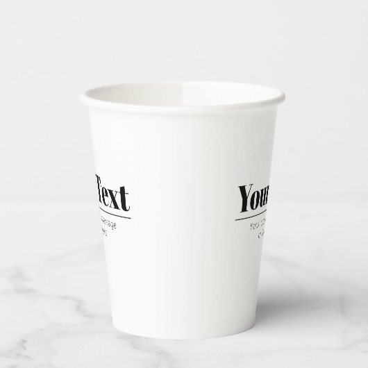 Stilvoll Retro-moderner Text | Schwarz und Weiß Pappbecher (Links)