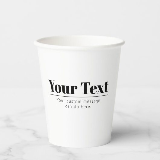 Stilvoll Retro-moderner Text | Schwarz und Weiß Pappbecher (Vorderseite)