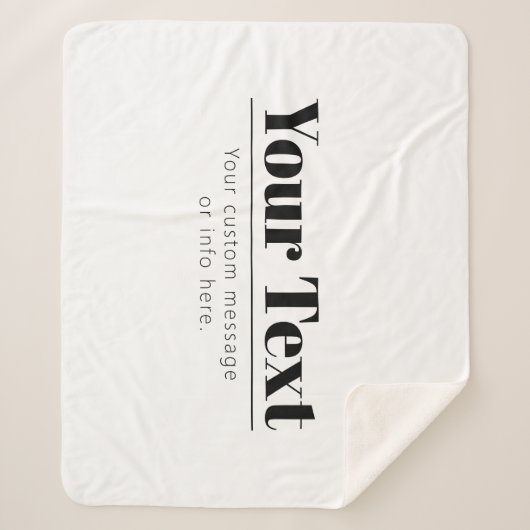 Stilvoll Retro-moderner Text | Schwarz und Weiß Sherpadecke (Vorderseite)