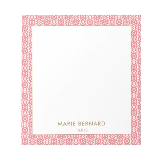 Stilvoll rosa Abstrakte Lattice Muster Border Notizblock (Vorderseite)