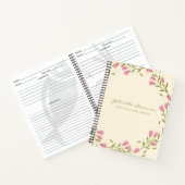 Stilvoll rosa Blumenreath Individuelle Name Rezept Notizblock (Innenseite)