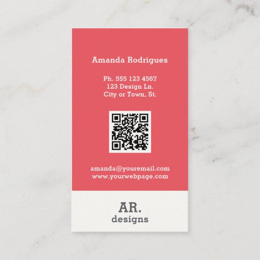 Stilvoll rosa Checkered QR Visitenkarte (Rückseite)