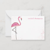 Stilvoll rosa Chic Flamingo Simple Watercolor Mitteilungskarte (Vorderseite)