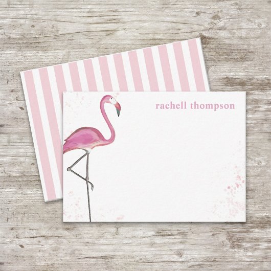 Stilvoll rosa Chic Flamingo Simple Watercolor Mitteilungskarte