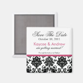Stilvoll rosa Damask Speichern Sie das Datumsfenst Magnet (Vorderseite/Rückseite)