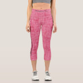 Stilvoll rosa Denim mit anpassbarem Text und Logo Capri Leggings (Vorderseite)
