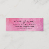 Stilvoll rosa Farbe Monogramm Extravaganter Text Mini Visitenkarte (Rückseite)