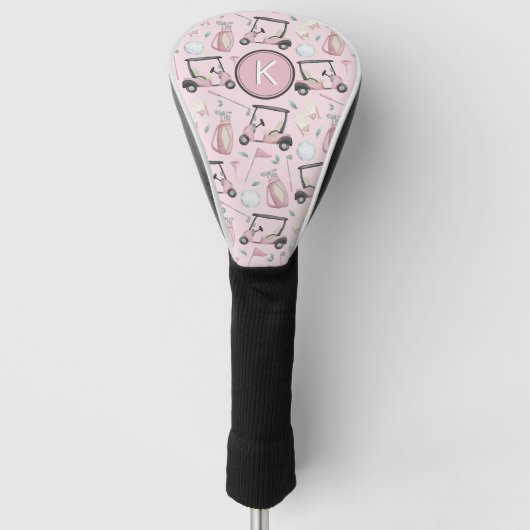 Stilvoll rosa Feminine Golf Design Custom Monogram Golf Headcover (Vorderseite)