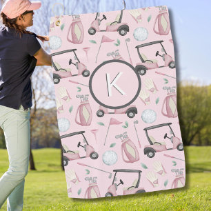 Stilvoll rosa Feminine Golf Design Custom Monogram Golfhandtuch