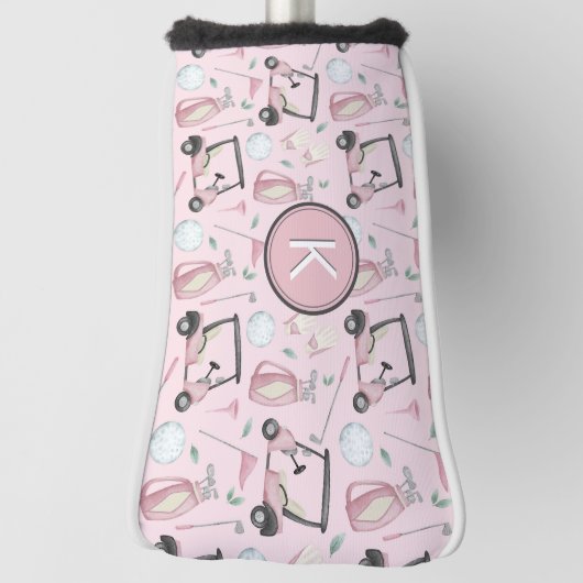 Stilvoll rosa Feminine Golf Design Custom Monogram Headcover (Rotieren 90)