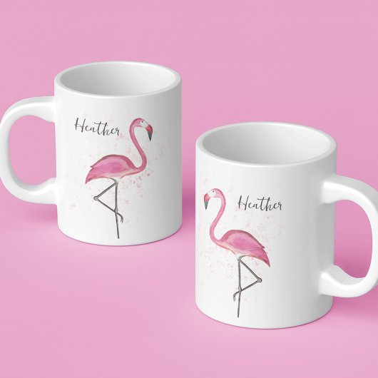 Stilvoll rosa Flamingo Trendy Moderne Kalligraphie Kaffeetasse