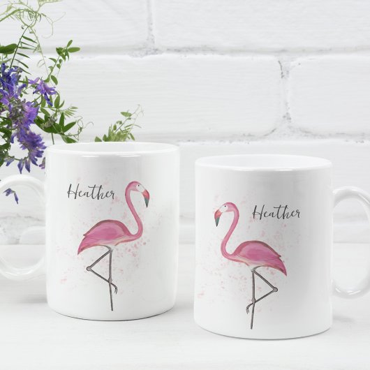 Stilvoll rosa Flamingo Trendy Moderne Kalligraphie Kaffeetasse