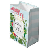 Stilvoll rosa Flamingo Tropical Vielen Dank Mittlere Geschenktüte (Rückseite Schrägansicht)