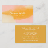 Stilvoll rosa gelb Abstraktes Wasserfarbe Visitenkarte (Vorne/Hinten)