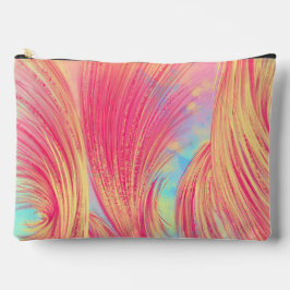 Stilvoll rosa gelbe Abstrakte Federn Zubehörtasche