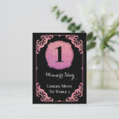Stilvoll rosa Glitzer Bunco One Table Card Postkarte (Stehend Vorderseite)