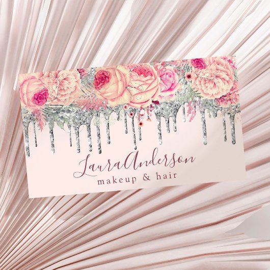 Stilvoll rosa Glitzer Tropfen Make-up & haar Visitenkarte