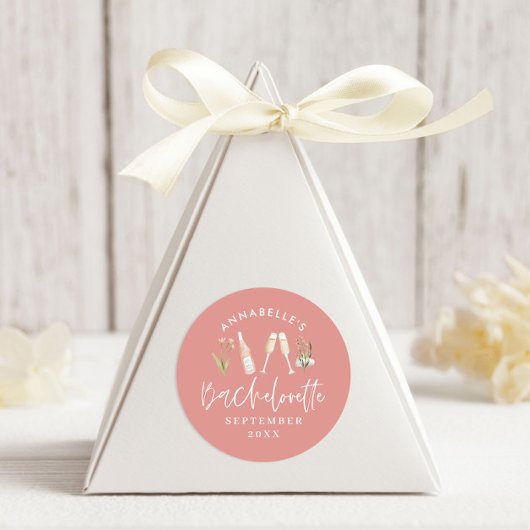 Stilvoll rosa, gürtelfarbener Champagner-Bachelore Runder Aufkleber