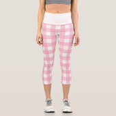Stilvoll rosa karierte Crop Pants Capri Leggings (Vorderseite)