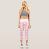 Stilvoll rosa karierte Crop Pants Capri Leggings (Vorderseite)