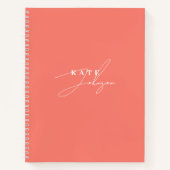 Stilvoll rosa Korallensignatur Monogram Notizblock (Vorderseite)