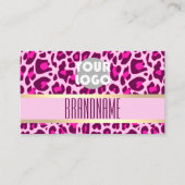 Stilvoll rosa Leopard Muster Haar Stylist Salon Visitenkarte (Vorderseite)