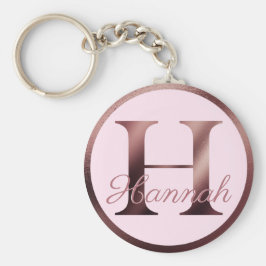 Stilvoll rosa Letter H Rose Gold Metallic Monogram Schlüsselanhänger