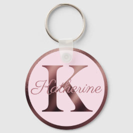Stilvoll rosa Letter K Rose Gold Metallic Monogram Schlüsselanhänger