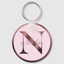 Stilvoll rosa Letter N Rose Gold Metallic Monogram Schlüsselanhänger