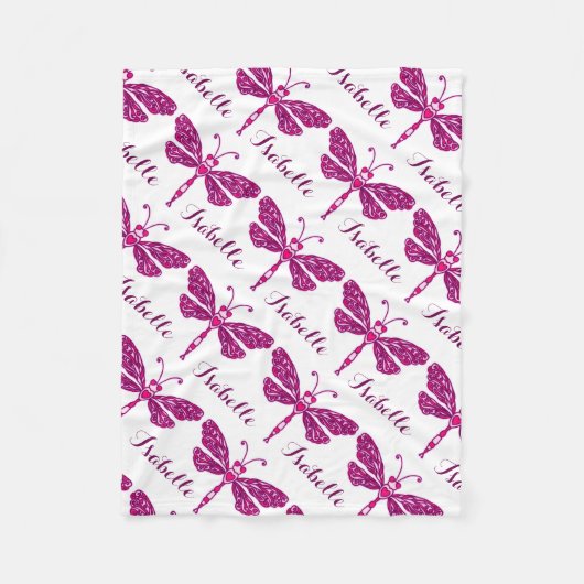 Stilvoll rosa Libellenbezeichnung gemusterte Decke (Vorderseite)