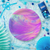 Stilvoll rosa Lila Abstrakte Feathers Pappteller (Party)