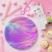 Stilvoll rosa Lila Abstrakte Feathers Pappteller (Party)