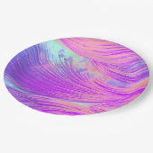 Stilvoll rosa Lila Abstrakte Feathers Pappteller (Schrägansicht)